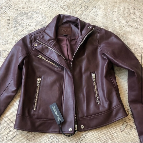 NWT Blank NYC Faux Leather Moto Jacket (Merlot) - Picture 6 of 8